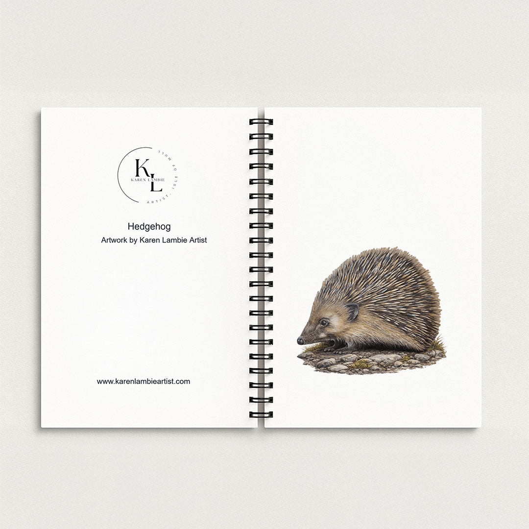 Spiral Notebook A5 - Adorable hedgehog character with natural aesthetic on front cover of spiral notebook