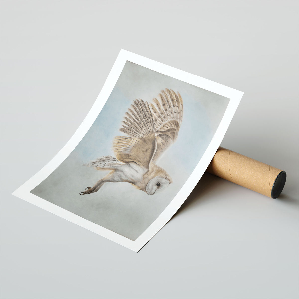 Premium Smooth Cotton Rag A3 - Detailed barn owl artwork showing delicate wing patterns and naturalistic tones on cotton rag paper