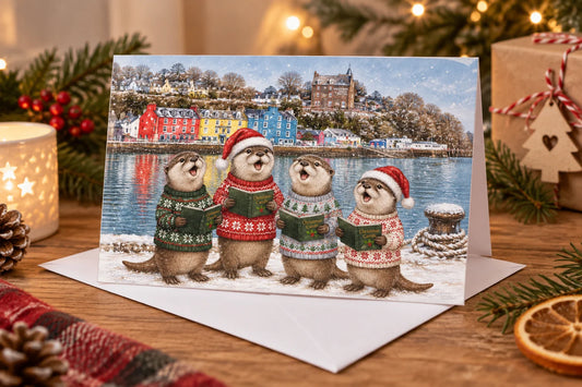 Christmas Card, Tobermory Otters, single A6 card