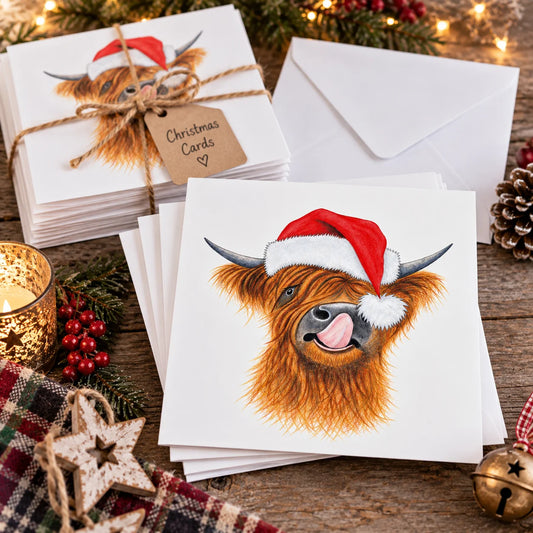 Santa Coo Christmas Card, pack of 10, 6 x 6 cards