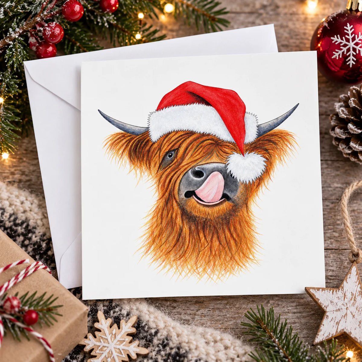 Santa Coo Christmas Card, single 6x6 card